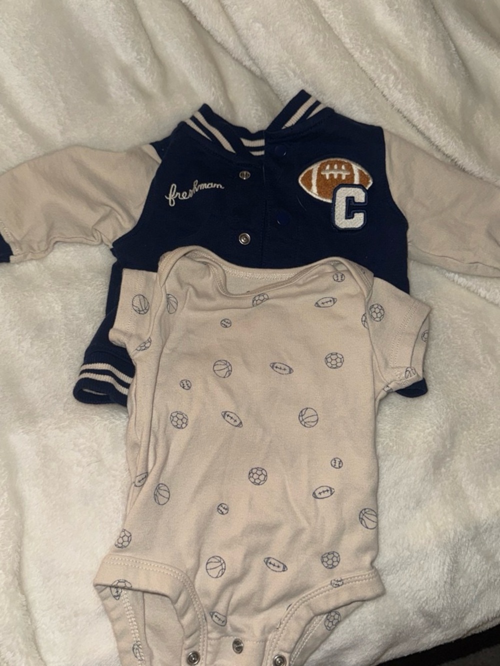 Carter's Navy and Cream Varsity Jacket with Cream Sports Bodysuit